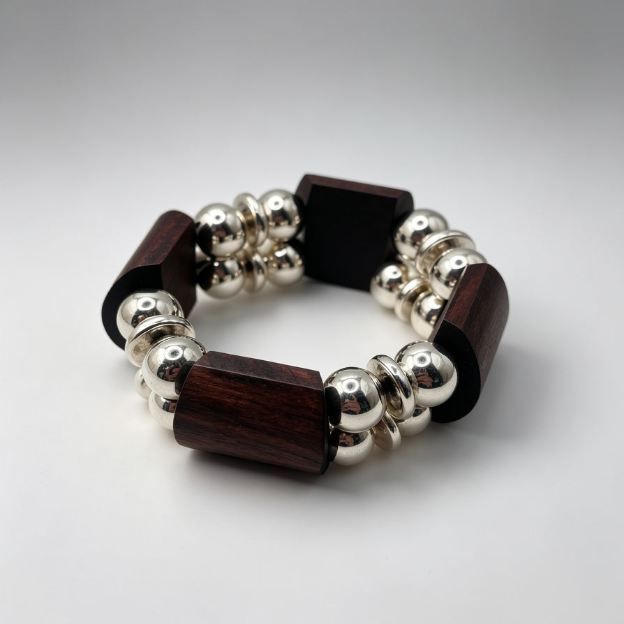 Pulsera de Madera y Metal: Joyería Versátil para Mujer|JI JOYA