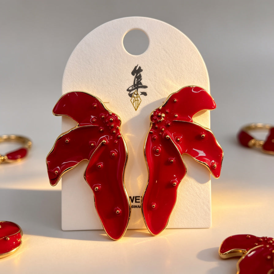 Aretes de Esmalte con Borde de Oro | Joyería de Moda al Por Mayor|JI JOYA