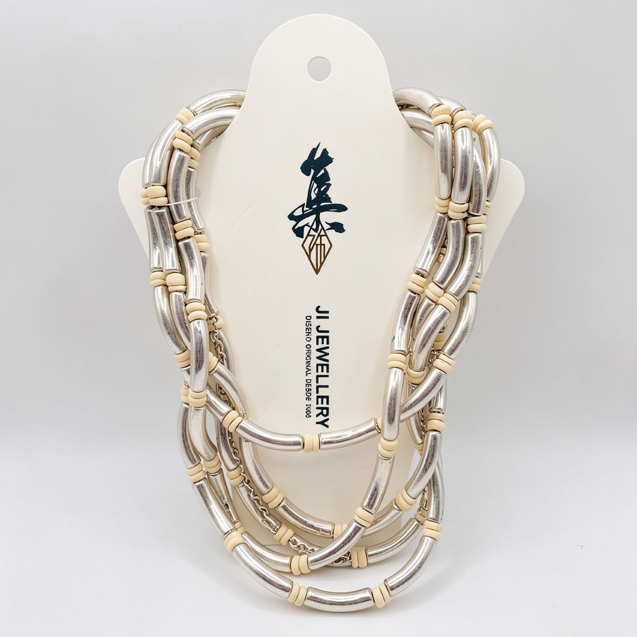 Collar Multicapa de Tubos Metálicos - Joyería Elegante para Mujer|JI JOYA