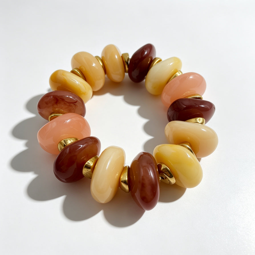 Pulsera B2B Mayorista | Diseño Minimalista de Resina con Tonos Cálidos - Joyería de Moda para Mujer, Zinc Aleación con Recubrimiento Anti-desvanecimiento|JI JOYA