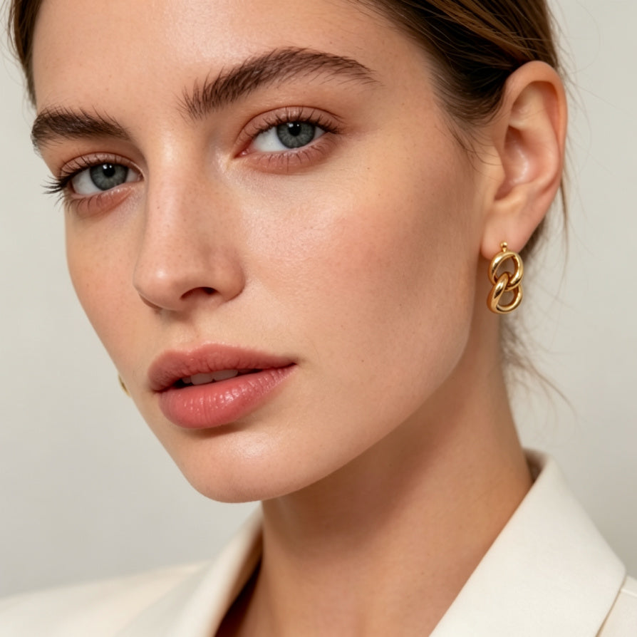 Aretes de Nudo Dorado al Por Mayor | Joyería de Moda para Mujer|JI JOYA