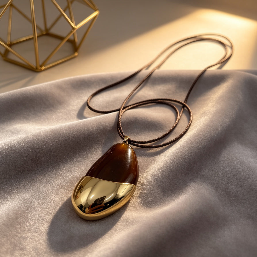 Collar Colgante Gota Piedra Natural con Baño de Oro - Mayorista OEM/ODM|JI JOYA