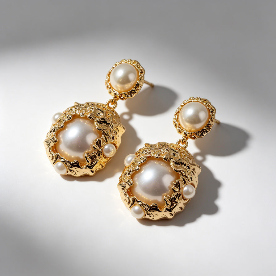 Pendientes de Perlas Barrocas con Diseño Antiguo, Joyería de Alta Gama para Venta al Por Mayor|JI JOYA