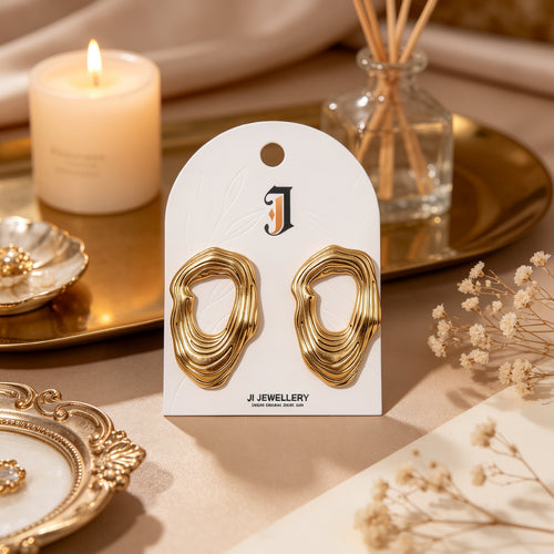 Aretes de Oro Irregulares Texturizados - Diseño Minimalista Moderno - Joyería al Por Mayor para Mujeres|JI JOYA