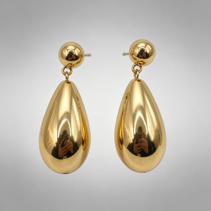 Pendientes de Gota Metálicos al Por Mayor - Dorado y Plata, Diseño Minimalista Elegante|JI JOYA