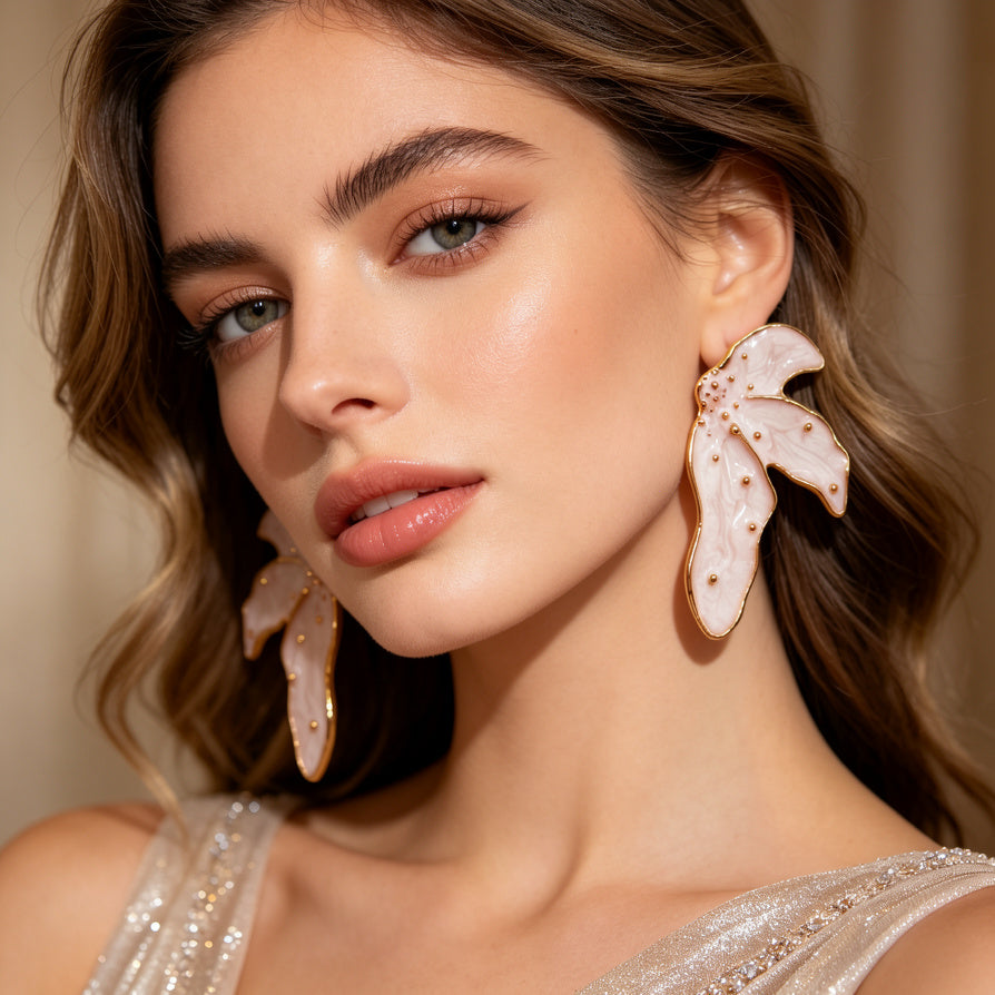 Aretes de Esmalte con Borde de Oro | Joyería de Moda al Por Mayor|JI JOYA