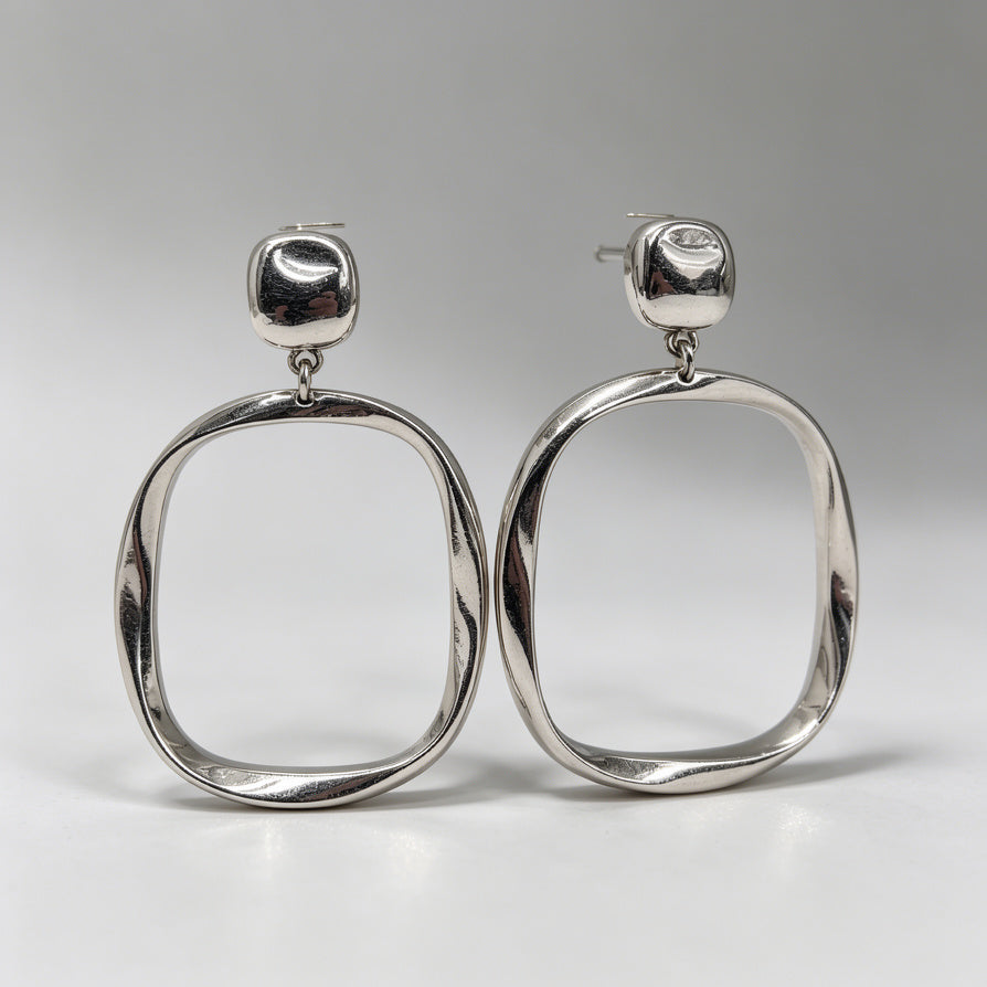 Pendientes Cuadrado Hoop Ligeros - Joyería al Por Mayor para Mujer