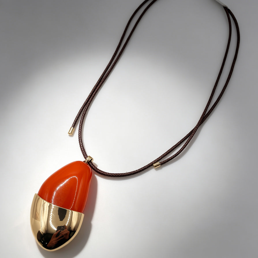 Collar Colgante Gota Piedra Natural con Baño de Oro - Mayorista OEM/ODM|JI JOYA