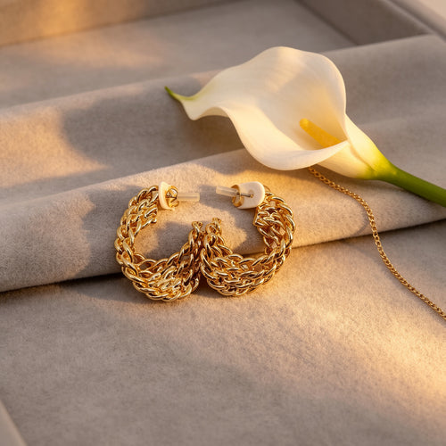 Aretes de Cadena Gruesa para Mujer, Estilo Chunky de Zinc, Oro y Plata, Bisutería de Moda al Por Mayor|JI JOYA