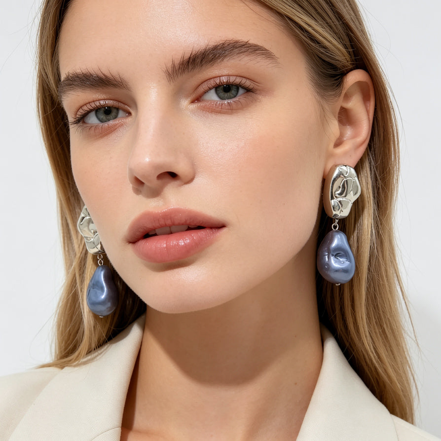Pendientes Barroco de Perla y Metal | Mayorista B2B | Diseño Minimalista y Elegante|JI JOYAS