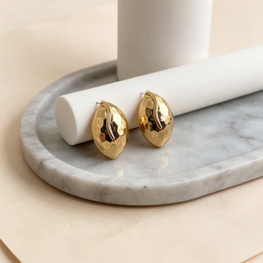 Pendientes Oversize Minimalistas - Diseño de Hoja, Pendientes de Moda Mujer - Dorado/Plateado, Mayorista de Joyería|JI JOYA