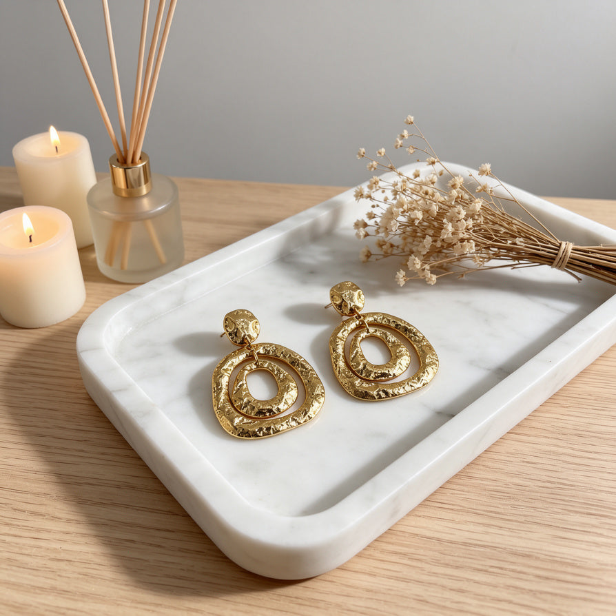 Pendientes Oversize de Oro con Diseño Orgánico - Lote al Por Mayor para Tiendas de Moda|JI JOYA