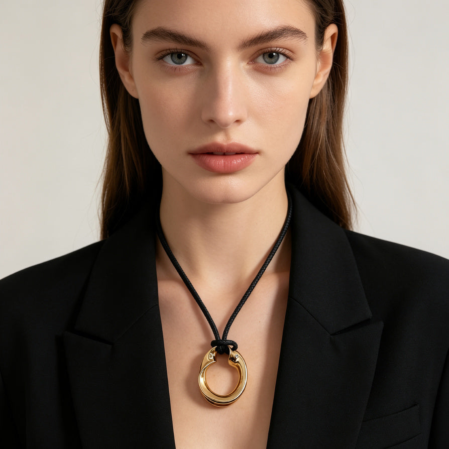 Collar de Cuerda Larga con Colgante Dorado/Plateado Minimalista - Joyería de Moda al Por Mayor|JI JOYA