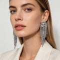 Pendientes de flecos con piedras brillantes | Joyería de moda al por mayor|JI JOYA