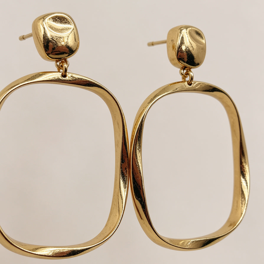 Pendientes Cuadrado Hoop Ligeros - Joyería al Por Mayor para Mujer