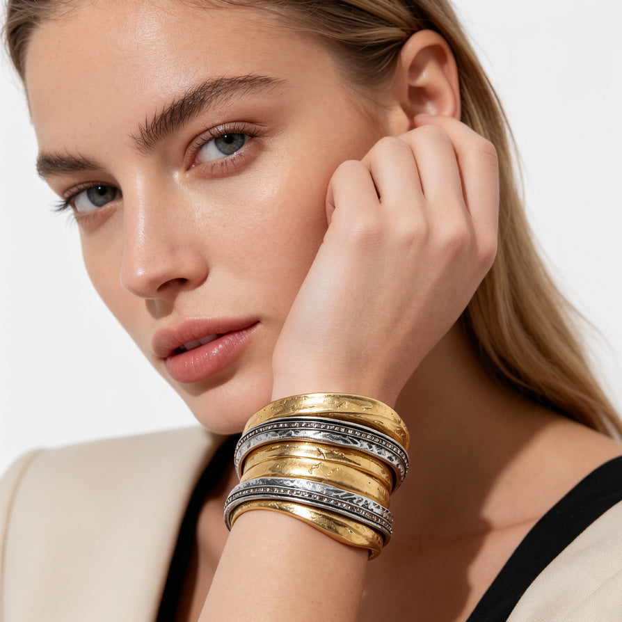 Pulsera de Diseño Artesanal de Zinc con Cristales - Proveedor Mayorista|JI JOYA