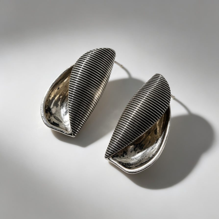 Pendientes Geométricos de Plata con Textura al Por Mayor - Joyería de Moda para Tiendas|JI JOYA