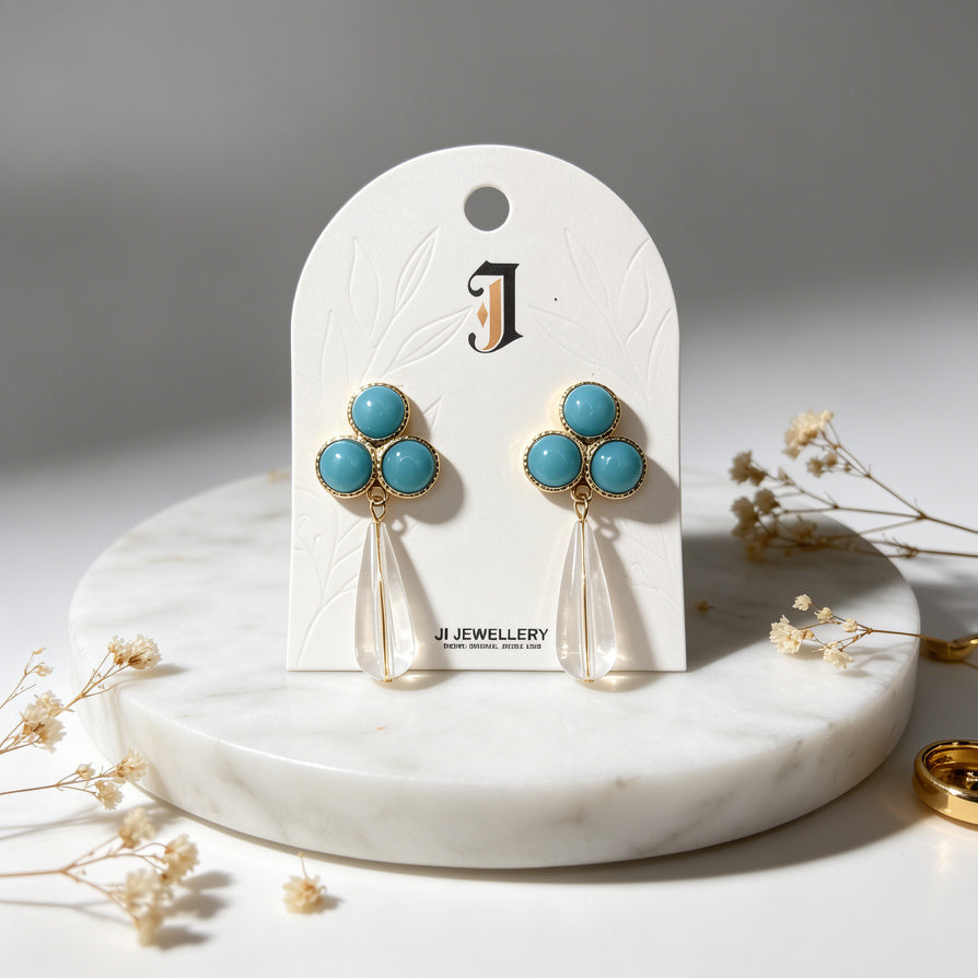 Pendientes Colgantes de Diseño Floral con Piedras Coloridas - Joyería Mayorista para Mujeres|JI JOYA