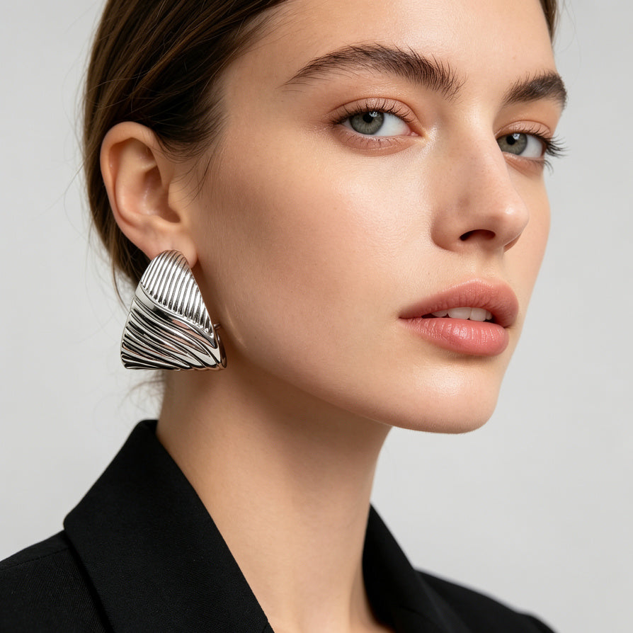 Arete Texturizado Minimalista en Oro/Plata | Bisutería Mayorista B2B|JI JOYA