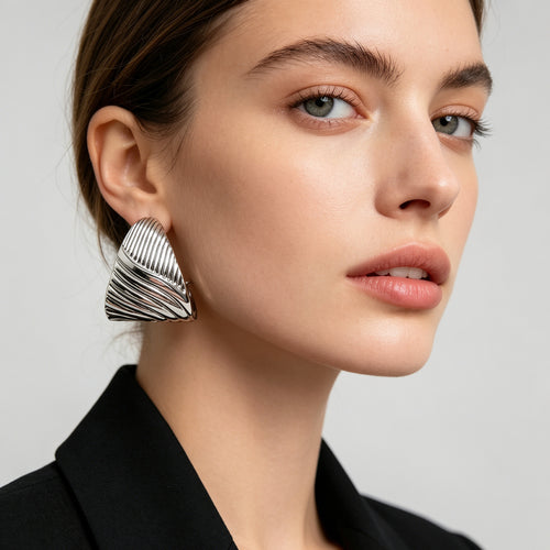 Arete Texturizado Minimalista en Oro/Plata | Bisutería Mayorista B2B|JI JOYA