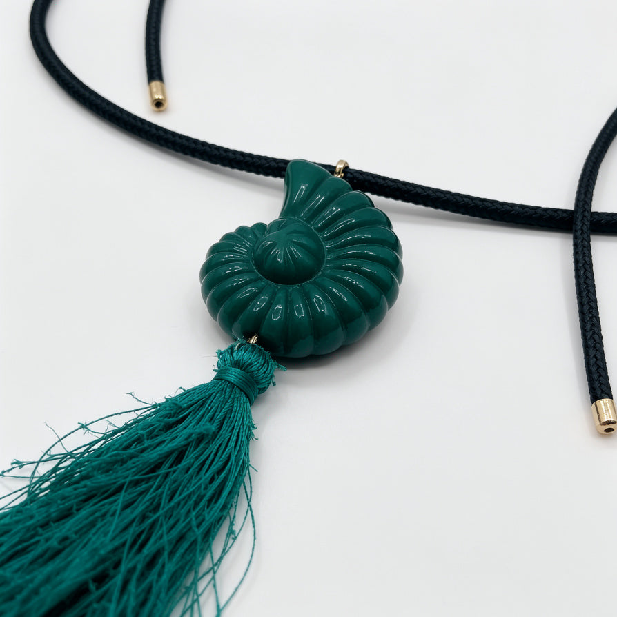 Collar Choker con Concha Nautilus y Flequillo - 3 Colores Disponibles | Venta Mayorista|JI JOYA