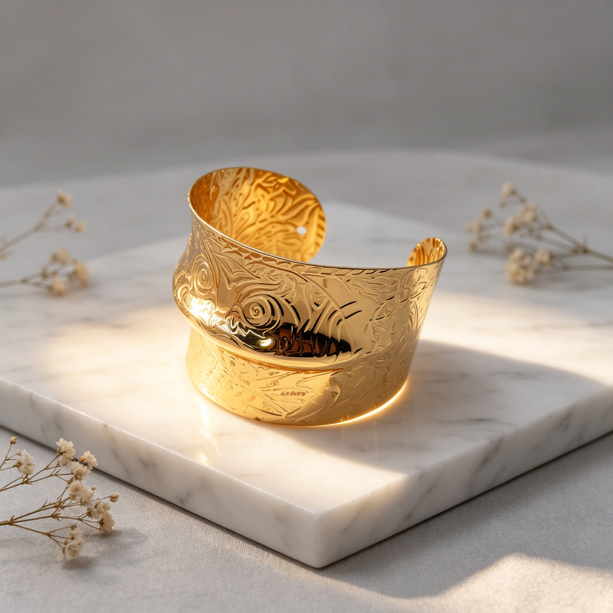 Brazalete de Diseño Maya/Polinesio Dorado - Accesorio Moda al Por Mayor|JI JOYA