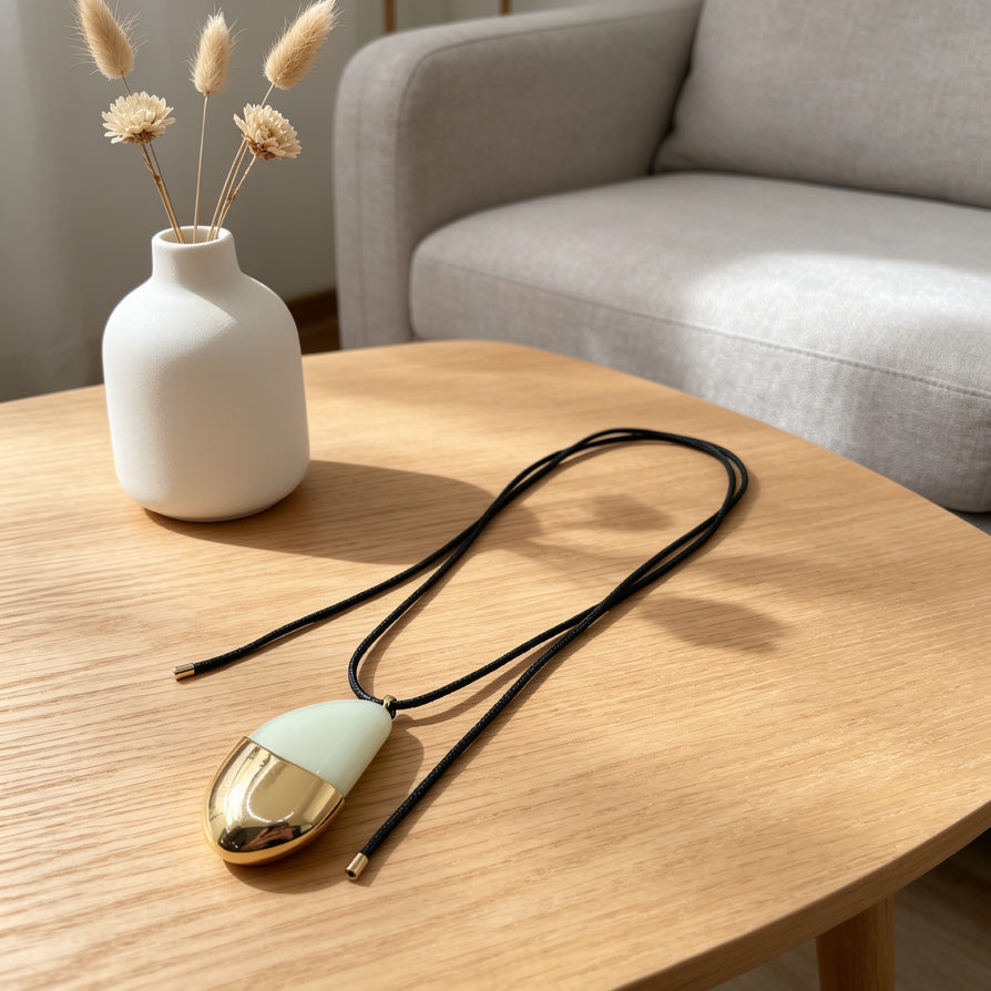 Collar Colgante Gota Piedra Natural con Baño de Oro - Mayorista OEM/ODM|JI JOYA