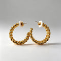 Aretes C de Cadena Trenzada | Pendientes de Moda Dorados/Plateados para Mujeres | Joyería al Por Mayor|JI JOYA