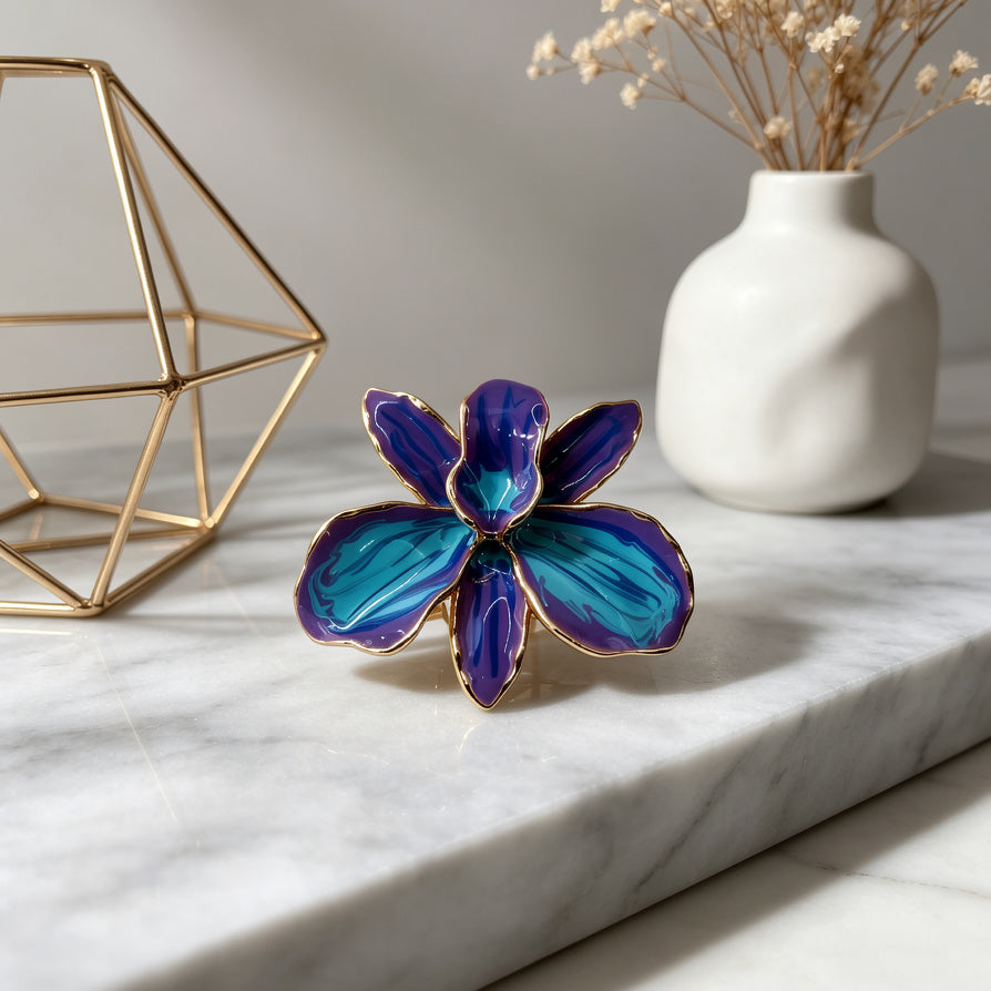 Broche de Orquídea con Esmalte - Joyería de Moda para Mayoristas | JI JOYA
