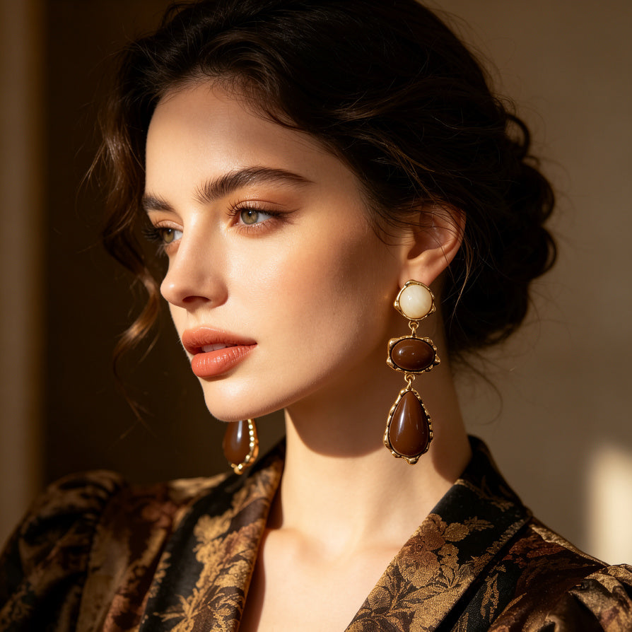 Pendientes Gota Vintage 2 Colores | Joyería de Moda para Mujeres, Al Por Mayor|JI JOYA