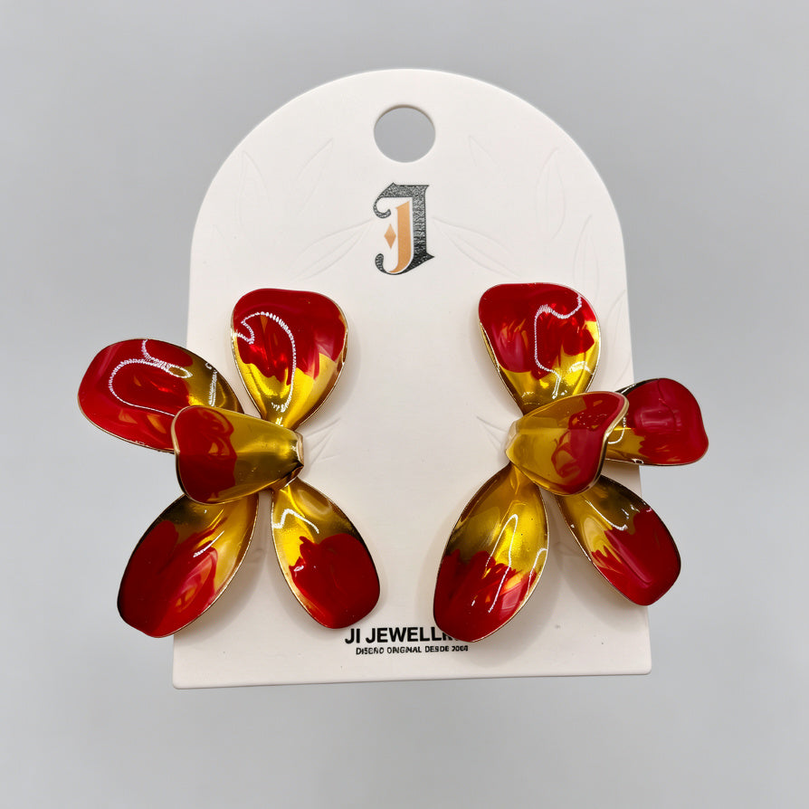 Aretes de Flores de Esmalte - Joyería al por Mayor | Ji Joya Diseño