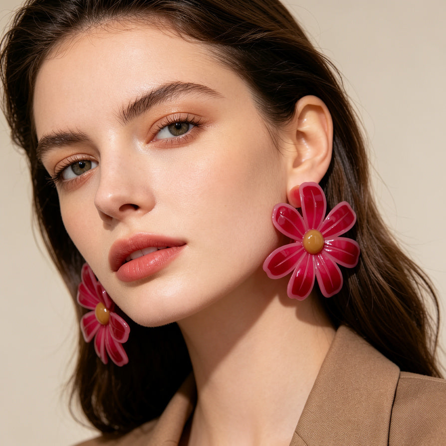 Pendientes de Flores de Colores Surtidos | Joyería al Por Mayor para Mujer|JI JOYA