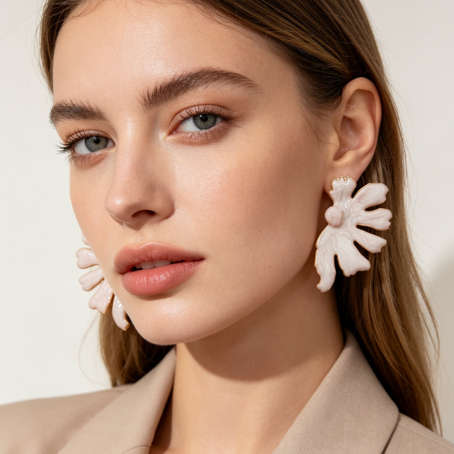 Pendientes de Flor de Esmalte con Detalle de Perla - 3 Colores | Joyería de Moda al Por Mayor|JI JOYA