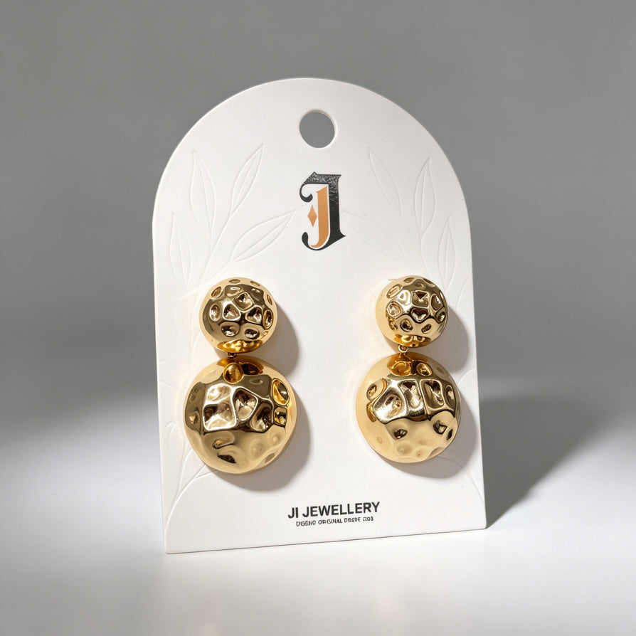 Pendientes de Bola de Oro con Textura de Cráter - Venta al por Mayor para Joyería