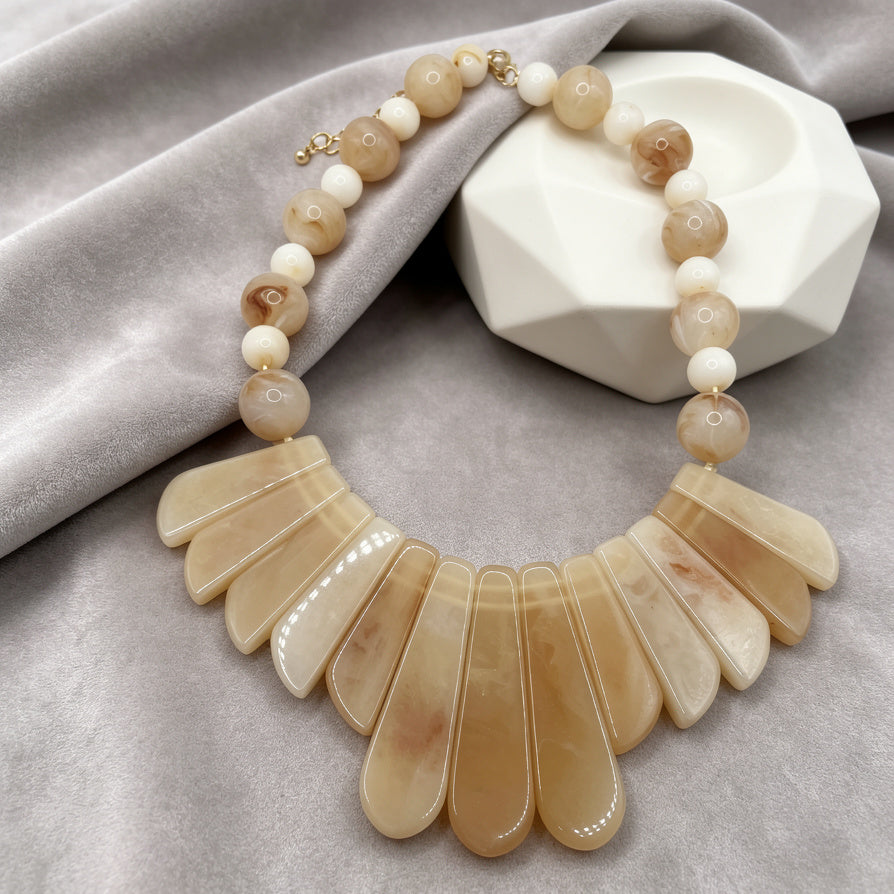 Collar Gargantilla de Piedra Natural Beige - Joyería al Por Mayor para Minoristas, OEM Disponible|JI JOYA