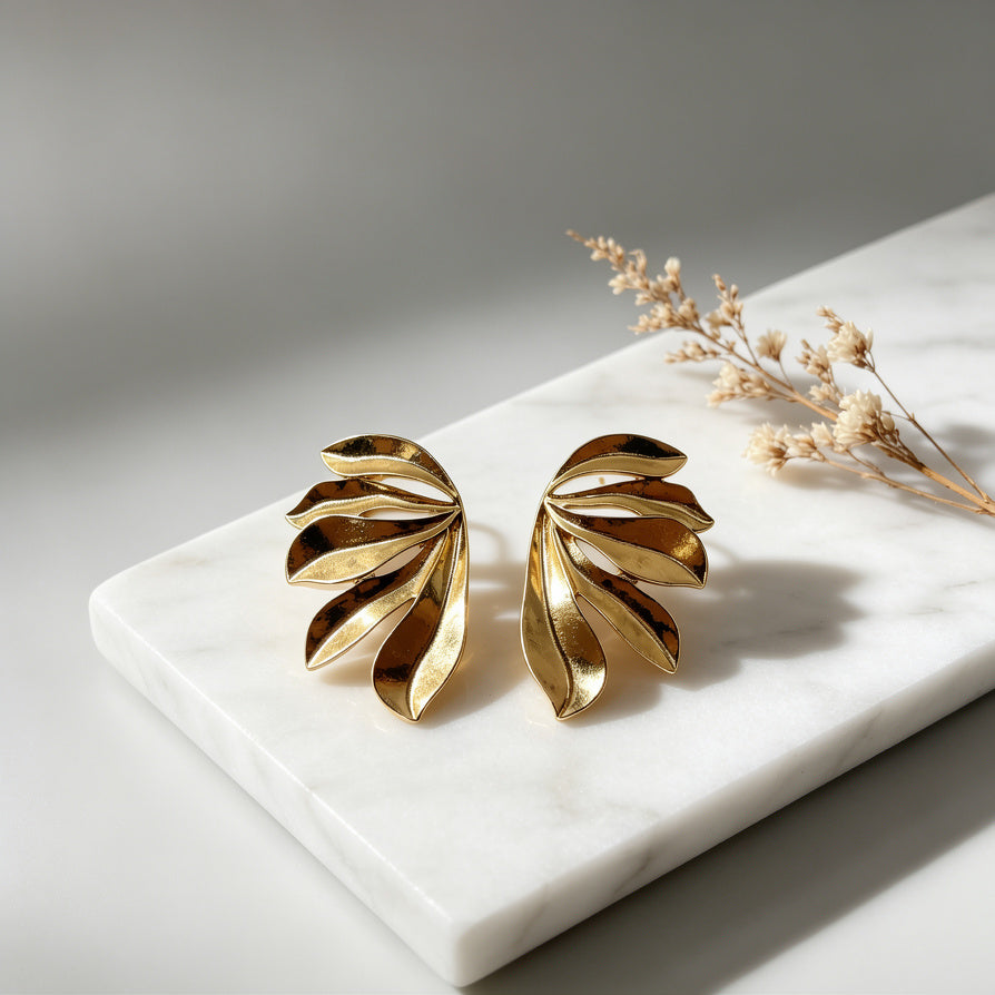 Pendientes de Diseño Floral Minimalista (Dorado/Plateado) | Compra al Por Mayor|JI JOYA