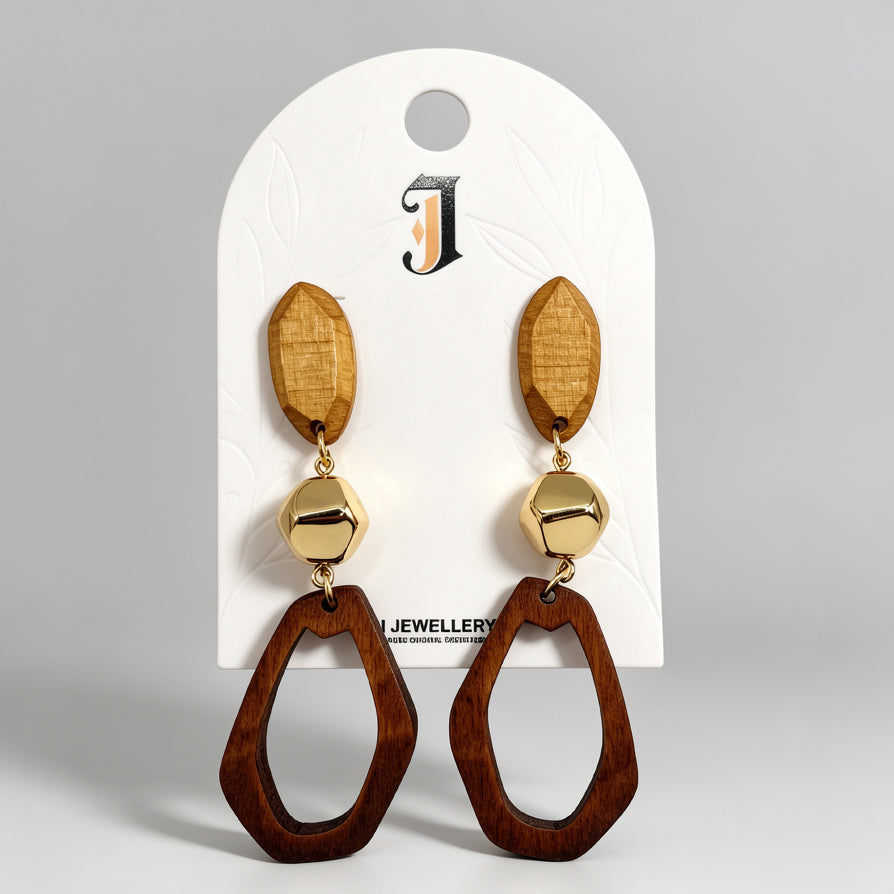 Pendientes Colgantes de Madera Elegantes | Bisutería Mayorista para Tiendas y Marcas|JI JOYA