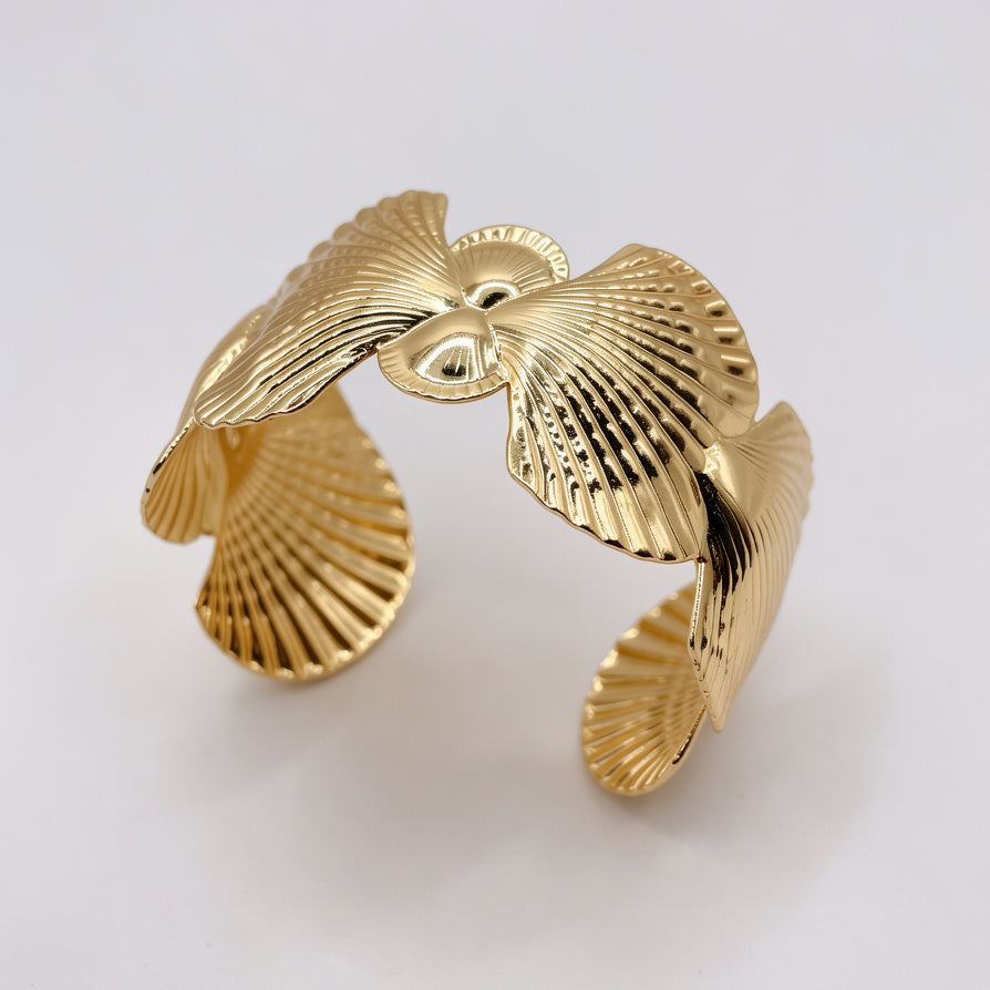 Pulsera de Flores de Metal con Textura, Dorada/Plata, para Mujer, Joyería al Por Mayor|JI JOYA