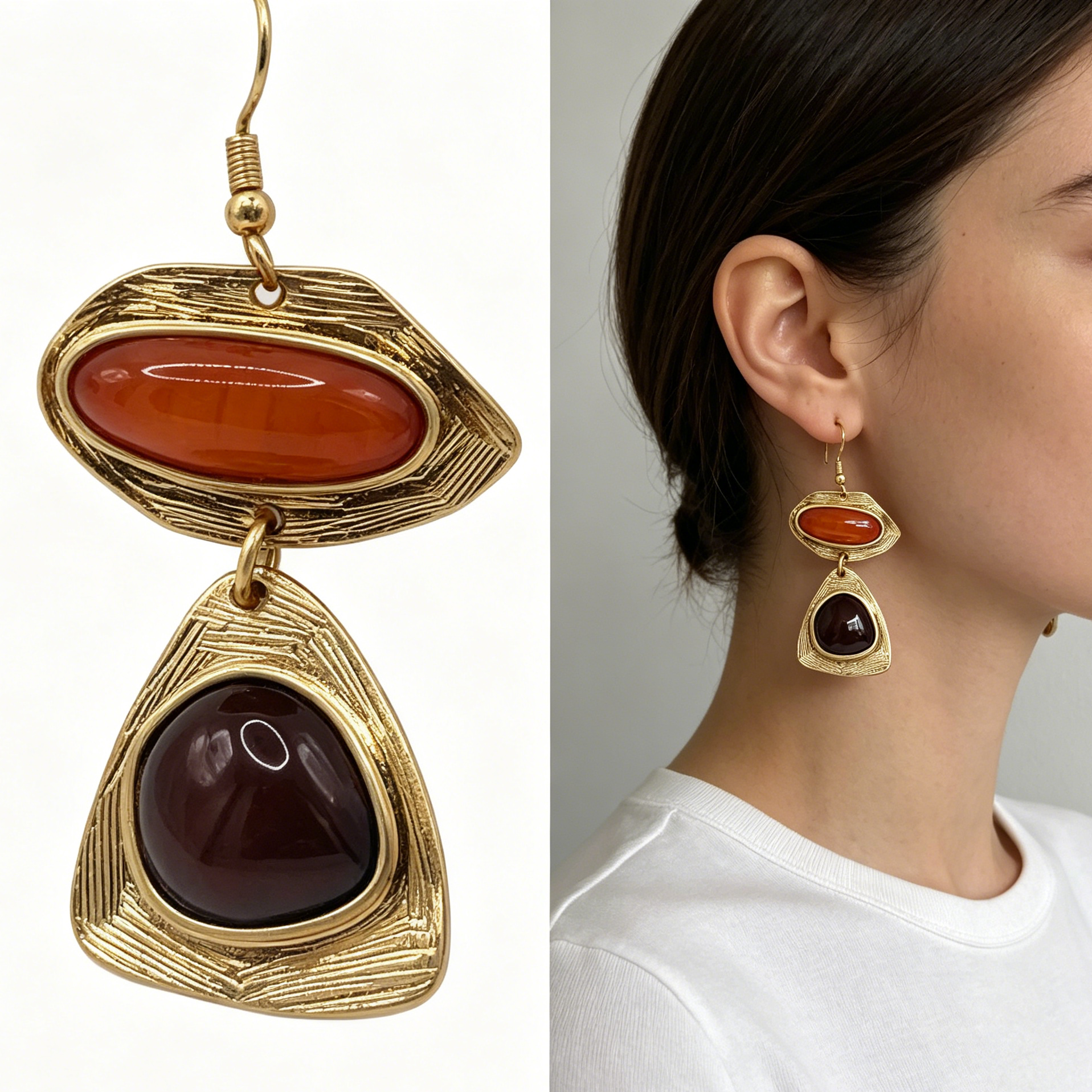 Pendientes colgantes de lujo con piedras de color otoño, bisutería de moda al por mayor|JI JOYA