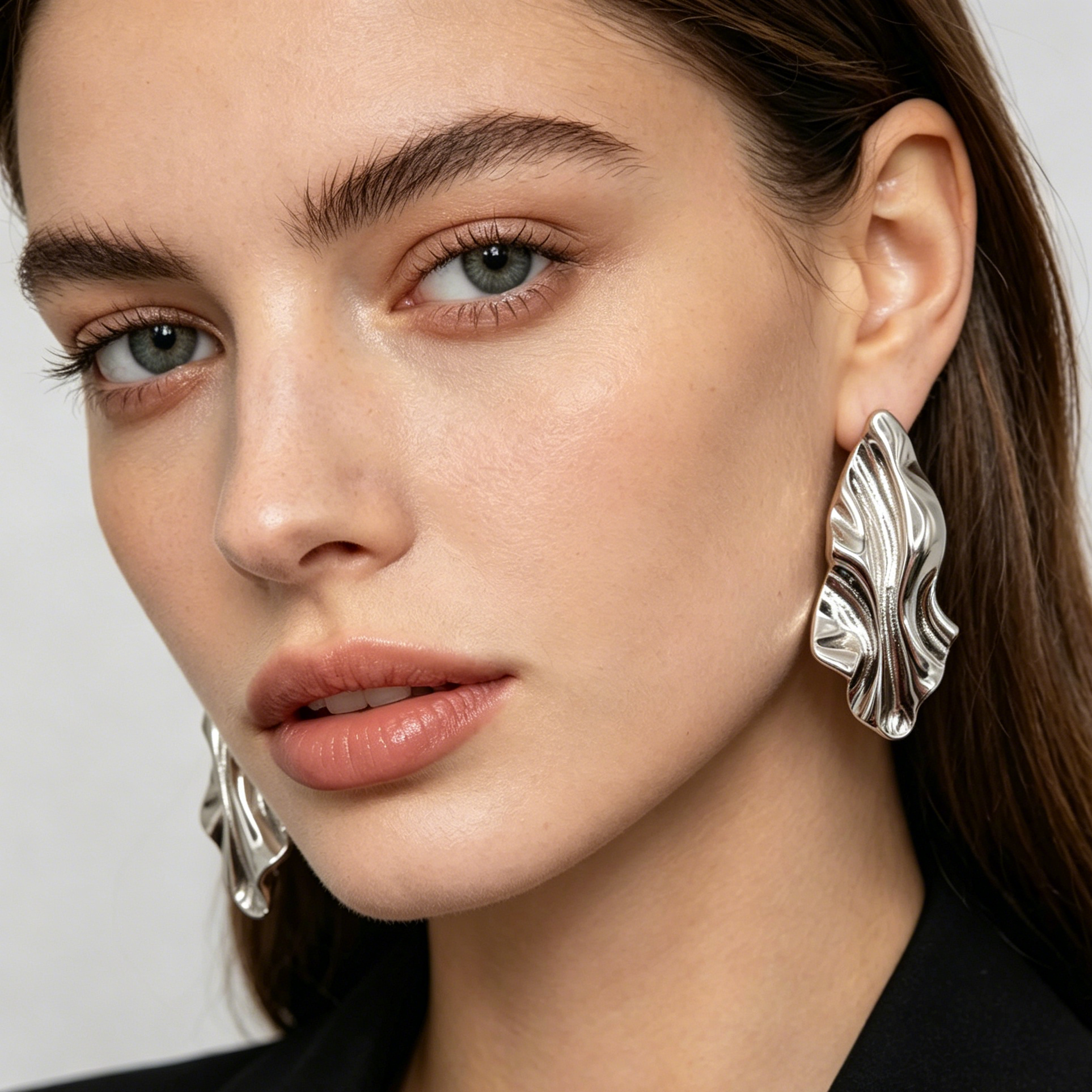 Pendientes de lámina ondulada en oro y plata, accesorio de joyería de  diseño abstracto mayorista para mujer|JI JOYA