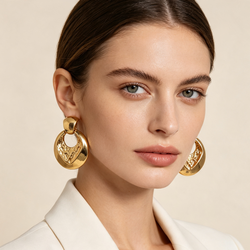 Pendientes Aro Texturizados Dorados & Plateados | Mayorista Joyería Moda Lote al Por Mayor|JI JOYA