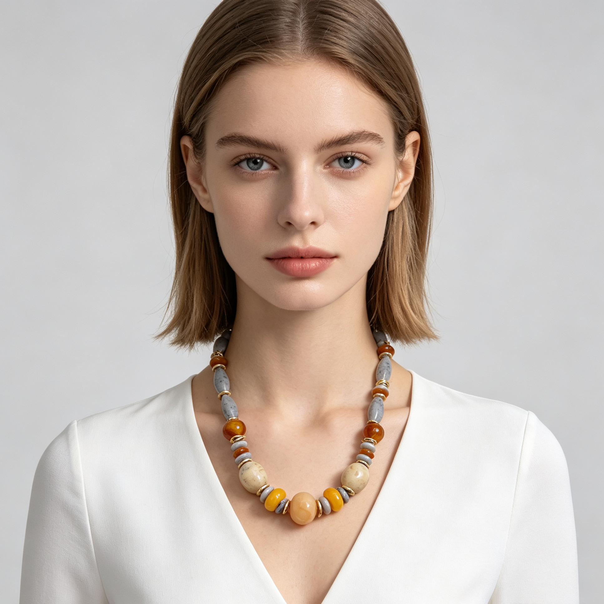 Collar de piedras naturales combinadas, diseño vintage étnico, collar de cuentas para mujer, accesorio de moda mayorista|JI JOYA