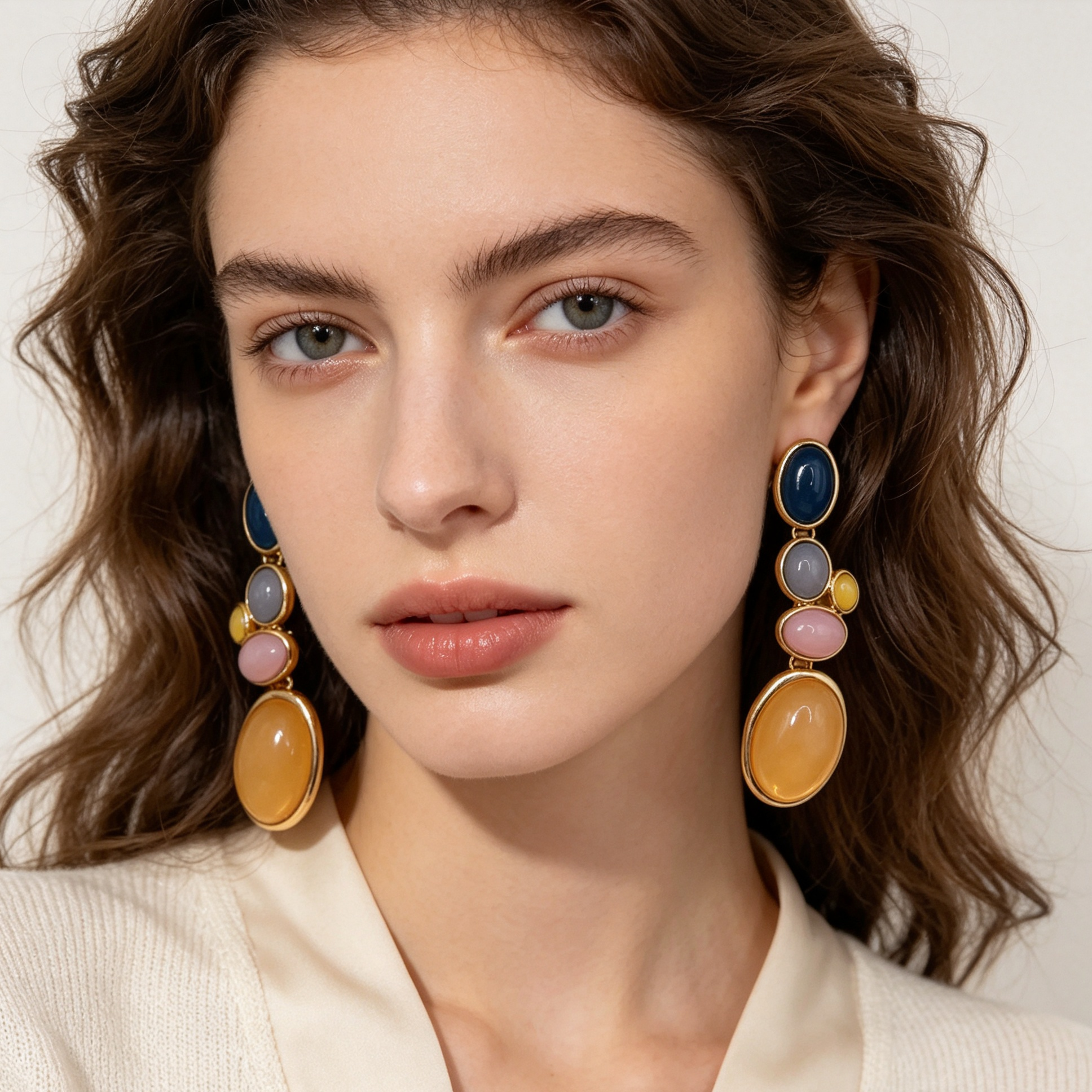 Pendientes Colgantes Multicolores Dorados | Joyería Mayorista Ji Joya