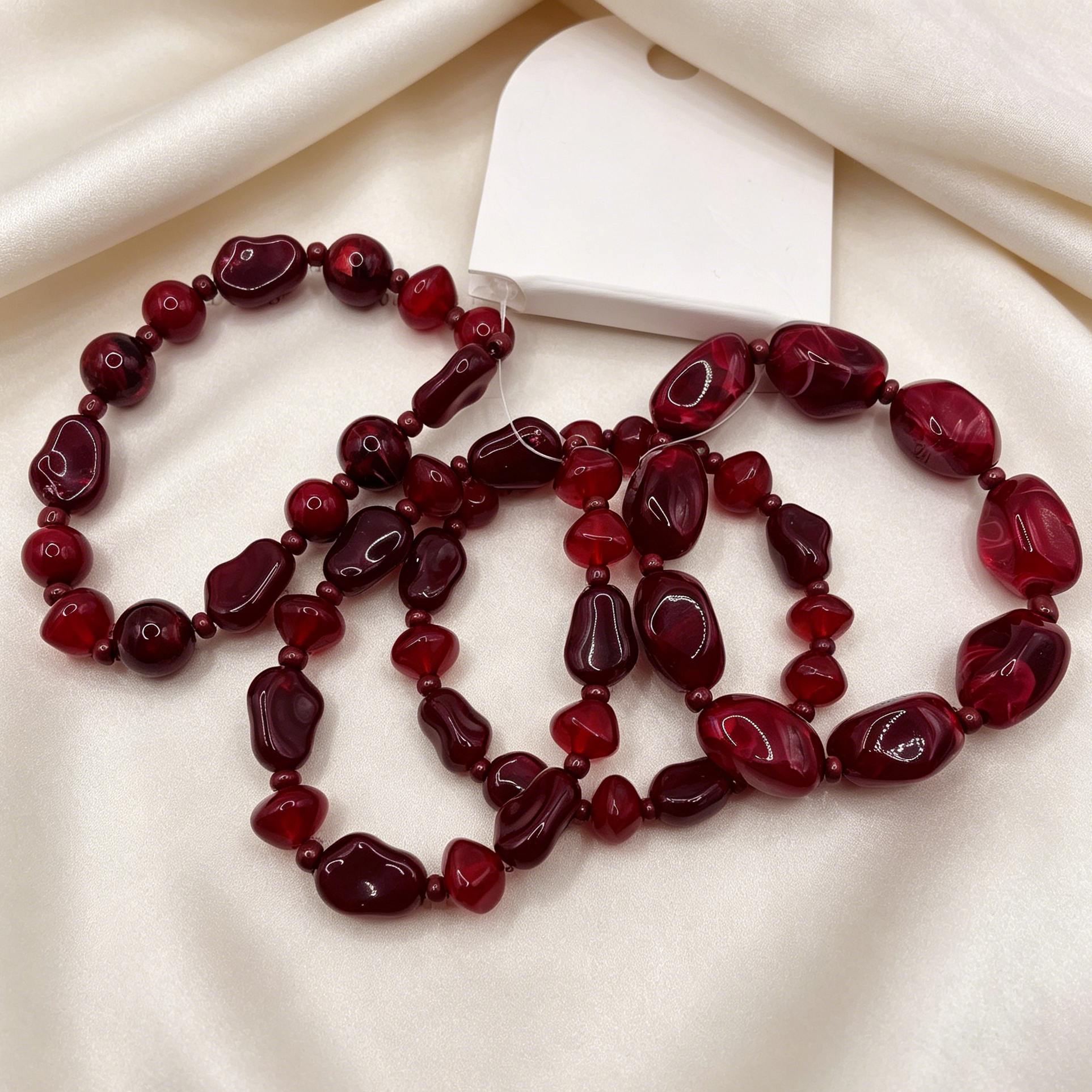 Pulseras de cuentas rojo burdeos irregular lote al por mayor, conjunto de 3 unidades, accesorios de joyería de moda femenina|JI JOYA