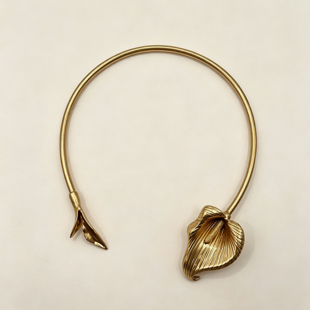 Brazalete Ajustable de Cala Dorado Mate, Brazalete para Muñeca y Brazo, Joyería al Por Mayor|JI JOYA