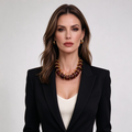 Collar de cuentas efecto mármol bordeaux con separadores dorados, joyería al por mayor|JI JOYA