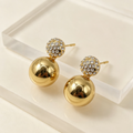 Pendientes Bola Doble con Cristales, Oro y Plata, Mayorista Joyería Moda|JI JOYA