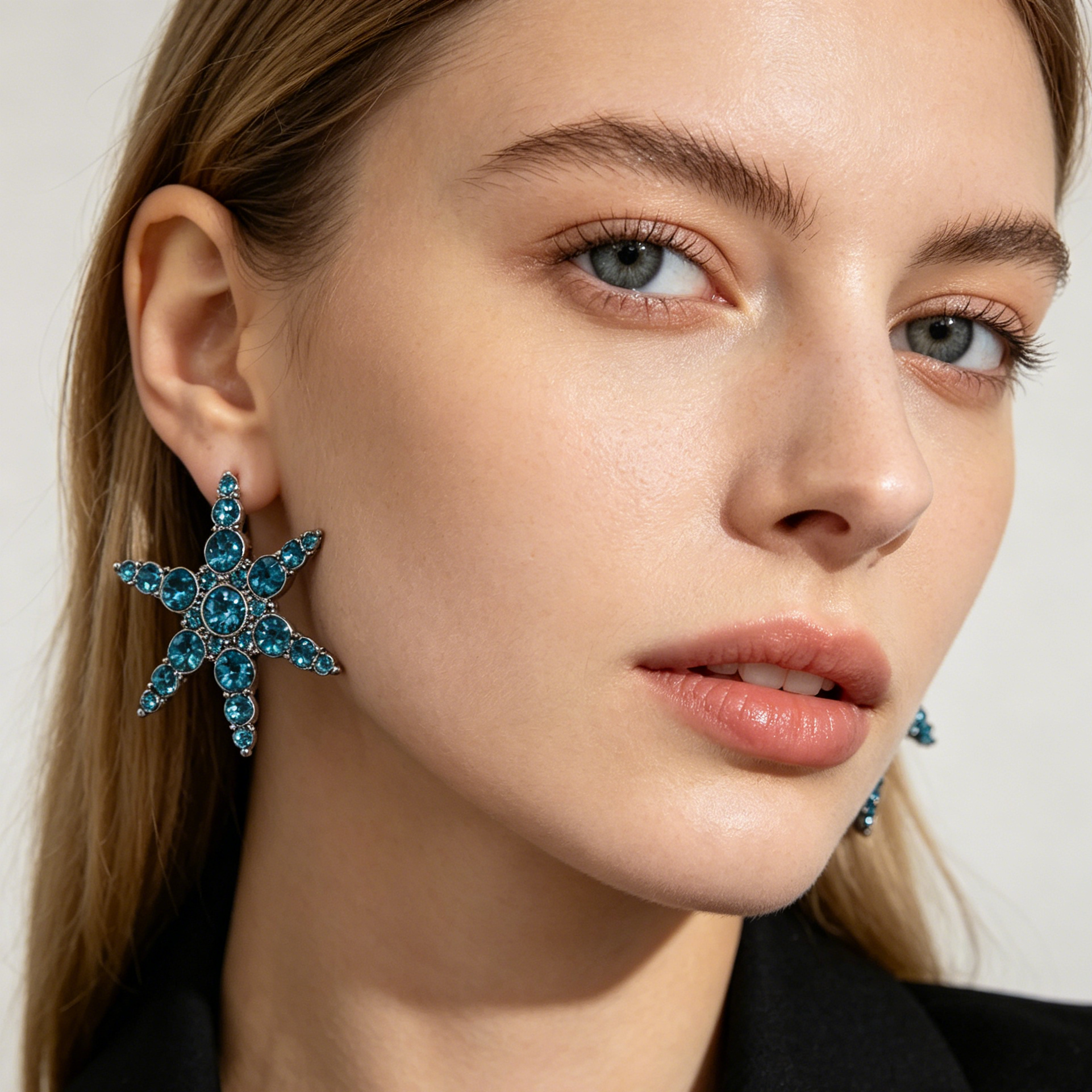 Pendientes de Estrella de Mar con Cristales de Lujo | 2 Colores (Azul & Rojo) | Bisutería al Por Mayor|JI JOYA