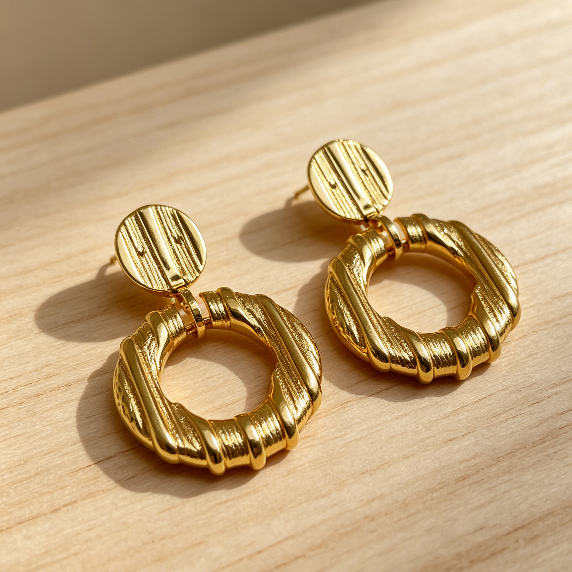 Pendientes Aro Texturizados Metal Plata y Dorado al Por Mayor | Diseño Minimalista Moda Mujer OEM ODM|JI JOYA