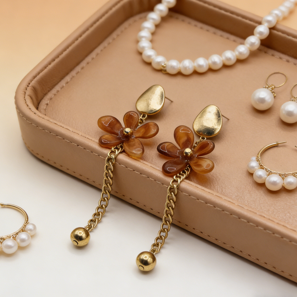 【Amuleto Floral Primaveril】Conjunto de joias com borlas florais retro: colar, brincos e pulseira de design único (conjunto de 3 peças)